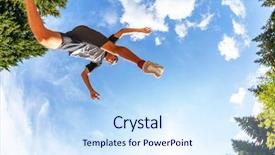  Presentation with tropical top view summer botanical - Beautiful slides featuring self determination - caucasian boy makes a jump backdrop and a sky blue colored foreground