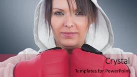  Presentation with fight two boxer boxing - Cool new theme with self determination - portrait of female boxer wearing backdrop and a red colored foreground