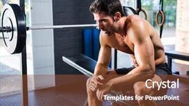  Presentation with exercise - PPT theme enhanced with self determination - shirtless young man sitting background and a  colored foreground