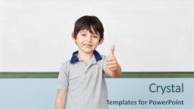  Presentation with elementary school - Colorful PPT layouts enhanced with self determination - successful student holds thumbs up backdrop and a lemonade colored foreground