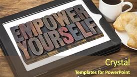  Presentation with empower - PPT theme enhanced with self development - empower yourself - motivation concept background and a tawny brown colored foreground