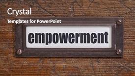  Presentation with cabinet - Colorful theme enhanced with self development - empowerment - file cabinet label backdrop and a tawny brown colored foreground