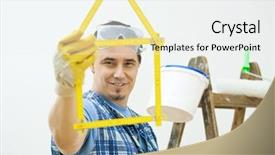  Presentation with white house - Beautiful presentation design featuring self development - man showing yellow folding ruler backdrop and a white colored foreground