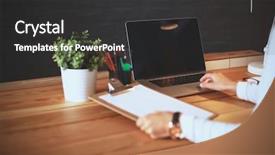  Presentation with self development - Slides featuring self development - young female working sitting background and a dark gray colored foreground