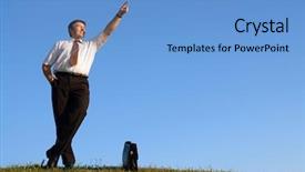  Presentation with blue and white tie dye swirl - Presentation theme featuring self directed - businessman in white shirt background and a light blue colored foreground