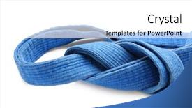  Presentation with karate - Beautiful PPT theme featuring self discipline - blue karate belt on white backdrop and a white colored foreground