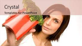  Presentation with fast food healthy - Presentation theme with self discipline - female with a fast food background and a coral colored foreground