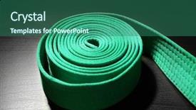  Presentation with dark green - Slide deck having self discipline - green karate belt on dark background and a ocean colored foreground