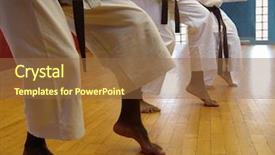  Presentation with karate - Colorful presentation enhanced with self discipline - group of karate men doing backdrop and a tawny brown colored foreground