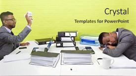  Presentation with sleeping - Colorful PPT theme enhanced with morning coffee and music concept with headphones and cup on white wooden table backdrop and a  colored foreground.