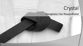  Presentation with karate - Presentation design with gi - karate uniform with black belt background and a light gray colored foreground