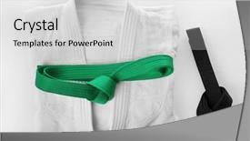  Presentation with belts - Slide set consisting of gi - karate uniform with black background and a light gray colored foreground