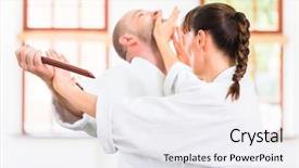  Presentation with aikido - PPT layouts enhanced with training in martial arts school background and a white colored foreground