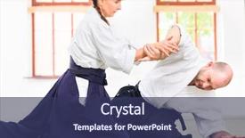  Presentation with aikido - Beautiful presentation design featuring training in martial arts school backdrop and a ocean colored foreground