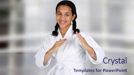  Presentation with teen girl tech - Audience pleasing slides consisting of minority athlete - teen girl doing karate backdrop and a sky blue colored foreground