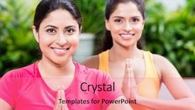  Presentation with two black women - PPT theme having spiritual disciplines - two young women sitting background and a coral colored foreground