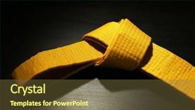  Presentation with karate - Cool new theme with self discipline - yellow karate belt on dark backdrop and a tawny brown colored foreground