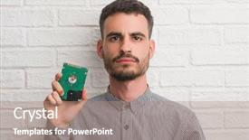  Presentation with driving over a cliff - Audience pleasing PPT theme consisting of self driving - young adult man over brick backdrop and a  colored foreground