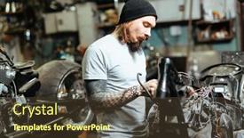  Presentation with self - Cool new PPT theme with self-employed-repairman-working backdrop and a tawny brown colored foreground