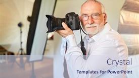  Presentation with digital self - Amazing slide deck having self-employed-senior-photographer backdrop and a sky blue colored foreground