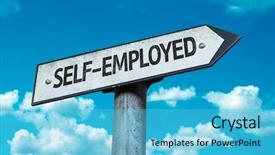  Presentation with self - Presentation theme consisting of self-employed sign with sky background and a light blue colored foreground