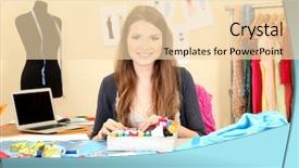  Presentation with babbling brook beautiful reflections - Audience pleasing PPT layouts consisting of self employment - beautiful young dressmaker in workroom backdrop and a lemonade colored foreground