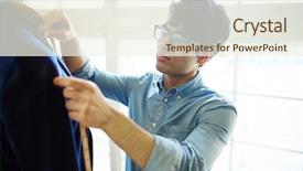  Presentation with measuring - Audience pleasing presentation theme consisting of self employment - serious tailor measuring length backdrop and a  colored foreground