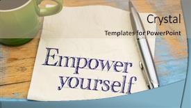  Presentation with empower - Slide deck with self esteem - empower yourself - handwriting background and a soft green colored foreground