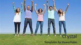  Presentation with self esteem - Colorful presentation theme enhanced with self esteem - excited and happy group backdrop and a tawny brown colored foreground