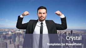  Presentation with self esteem - Presentation theme featuring self esteem - happy businessman raising his arms background and a gray colored foreground
