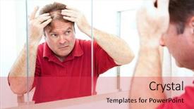  Presentation with aged - Beautiful presentation theme featuring self esteem - middle aged man checking backdrop and a red colored foreground