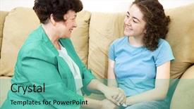  Presentation with self esteem - Beautiful slides featuring self esteem - mother and teenage daughter having backdrop and a teal colored foreground