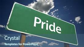  Presentation with self esteem - Presentation theme featuring self esteem - pride road sign with dramatic background and a ocean colored foreground