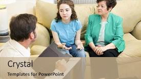  Presentation with daughter - Presentation theme enhanced with self esteem - worried mother looks background and a coral colored foreground