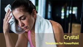  Presentation with athlete - Cool new slides with self focused - female athlete wiping sweat backdrop and a tawny brown colored foreground