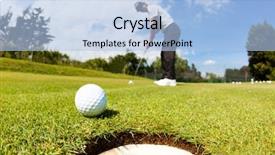  Presentation with focus - Beautiful PPT theme featuring self focused - golfer drove the ball backdrop and a light blue colored foreground