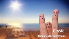  Presentation with hug - Slide deck consisting of self focused - happy finger hug on beach background and a red colored foreground