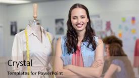  Presentation with fashion - Beautiful presentation featuring self focused - portrait of confident female fashion backdrop and a coral colored foreground