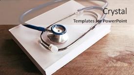  Presentation with medical book - Audience pleasing slide set consisting of self harm - stethoscope with open book backdrop and a soft green colored foreground