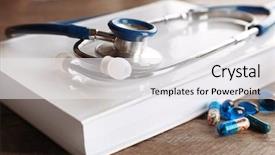  Presentation with literature - Audience pleasing PPT theme consisting of self harm - stethoscope with open book backdrop and a white colored foreground