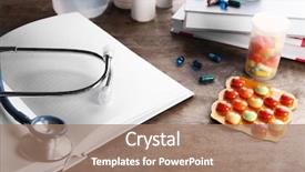  Presentation with literature - PPT layouts consisting of heart beat contains - stethoscope with open book background and a coral colored foreground