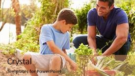  Presentation with working together - Presentation theme having self help - father and son working background and a coral colored foreground