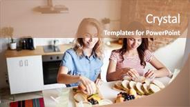  Presentation with snack - Amazing PPT layouts having self help group - friendly young women preparing snack backdrop and a coral colored foreground