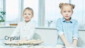  Presentation with siblings - PPT theme enhanced with self help group - little adorable siblings standing background and a  colored foreground