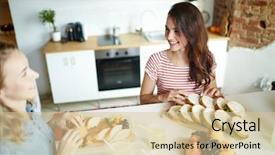  Presentation with two people talking - Slide deck featuring self help group - two girls talking by table background and a lemonade colored foreground