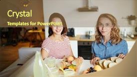  Presentation with friendly - Cool new presentation design with self help group - two young friendly women looking backdrop and a tawny brown colored foreground