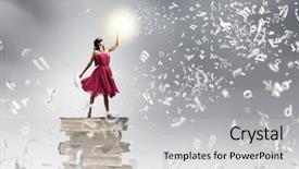  Presentation with pile - Beautiful presentation featuring self improvement - woman in red dress standing backdrop and a light gray colored foreground