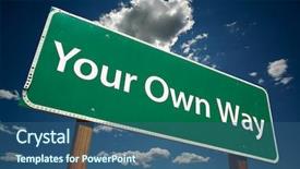  Presentation with road improvement - Amazing PPT theme having self improvement - your own way road sign backdrop and a ocean colored foreground