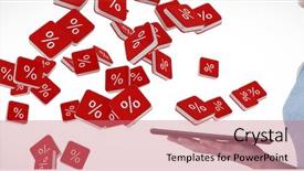  Presentation with computer - Presentation design having self interest - businesswoman holding tablet computer background and a  colored foreground