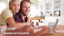  Presentation with father - Presentation design consisting of self interest - girl hugging her father working background and a red colored foreground